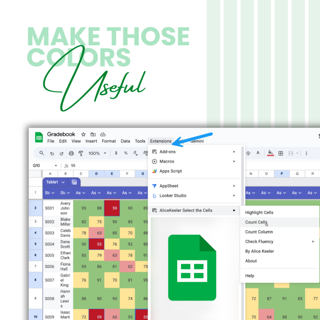 Count the Colors in Google Sheets