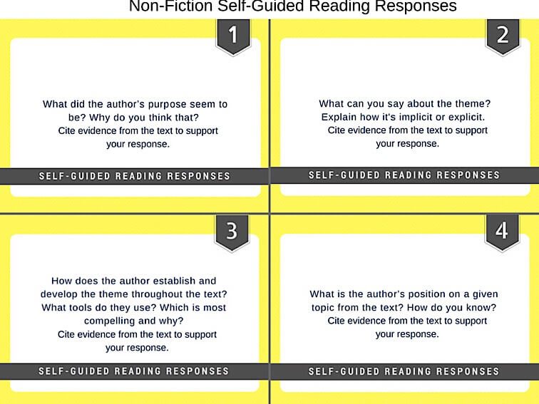 15 Self-Guided Reading Responses For Non-Fiction Texts self-guided reading responses