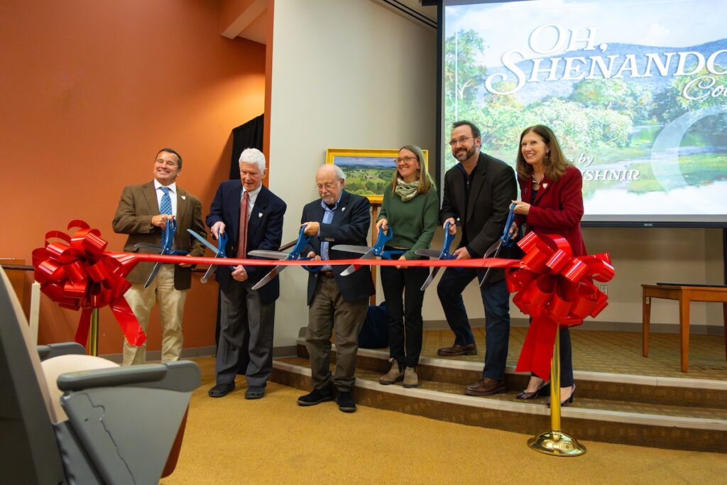Shenandoah University Celebrates Andrei Kushnir Art Collection On Founders’ Day Individuals cut a ribbon celebrating the opening of the Andrei Kushnir Collection in Halpin-Harrison Hall.